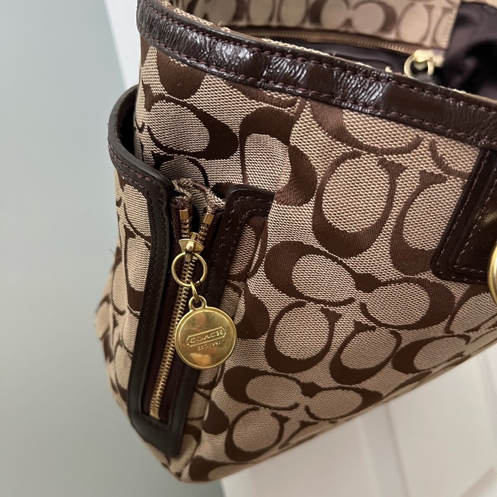 Coach Brown Signature Canvas Tote - Picture 12 of 12